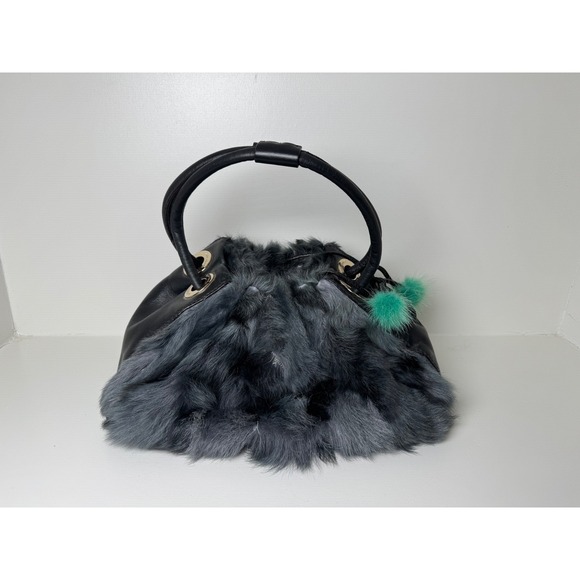 Kate Spade New York Fox Fur Trim Leather Drawstring Bucket Bag - Picture 7 of 14